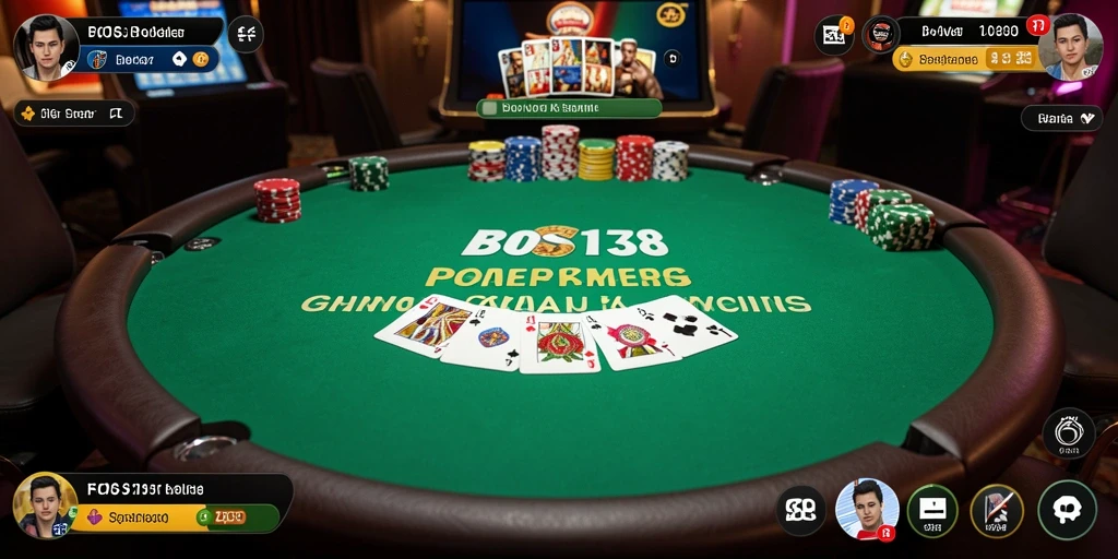 Tampilan gameplay Poker yang mendebarkan dan seru di BOS138.