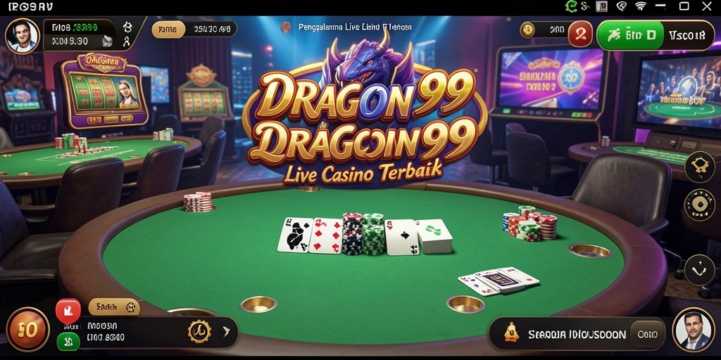 Screenshot utama DRAGON99 menampilkan dealer langsung dalam aksi di Live Casino.
