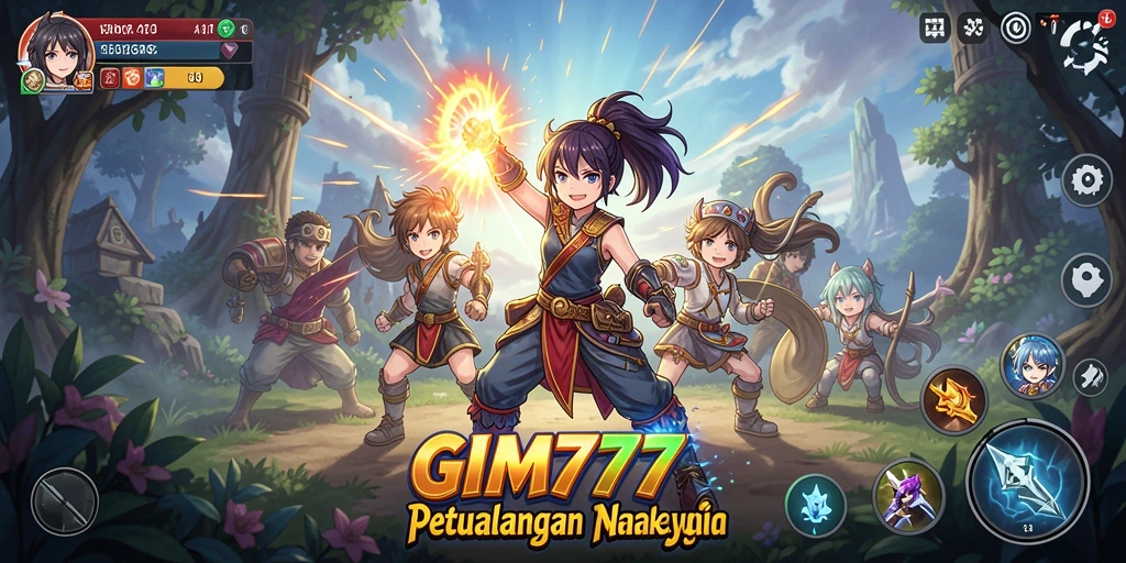 Tampilan gameplay GIM777 dengan karakter anime yang menarik dan aksi mengesankan.