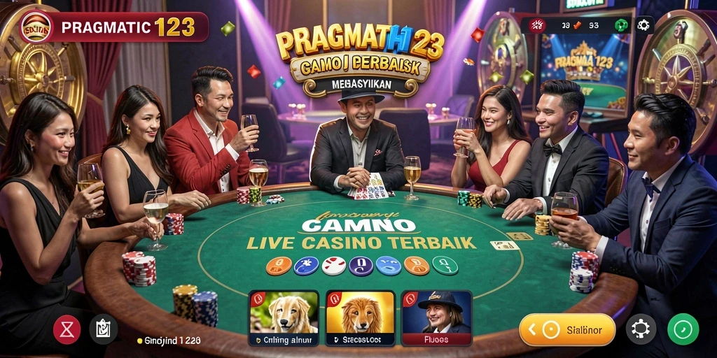 Screenshot gameplay PRAGMATIC123 menunjukkan dealer profesional dan suasana Live Casino yang mendebarkan.