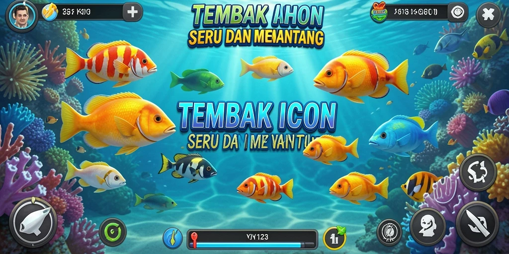 Screenshot YY123 menampilkan aksi menangkap ikan yang seru.