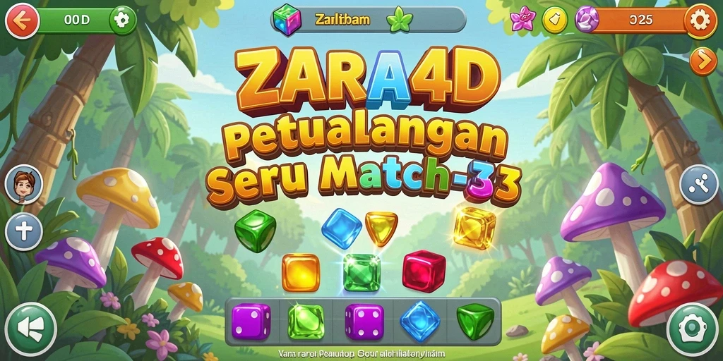 Tangkapan layar gameplay ZARA4D menampilkan pertempuran seru di papan Match-3.